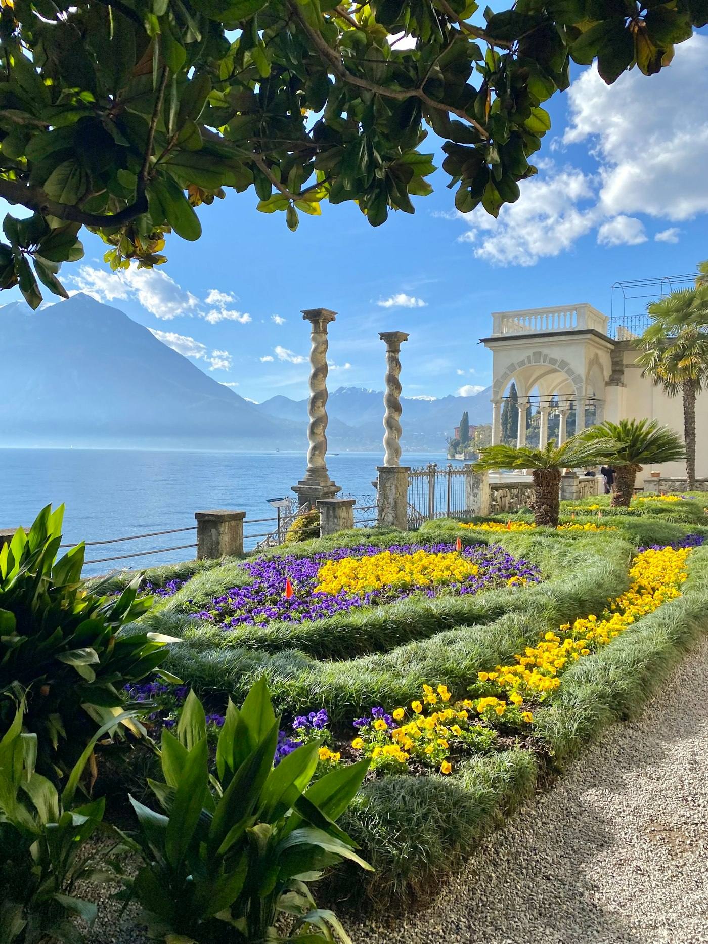 Garden terrace of Villa Monastero overlooking Lake Como in Varenna