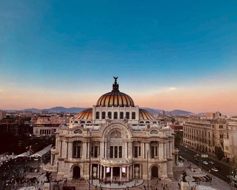 Palacio de Bellas Artes in Mexico City at sunset